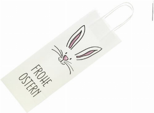 Flaschentüte Frohe Ostern Hasengesicht Kraftpapier 14x8x39cm