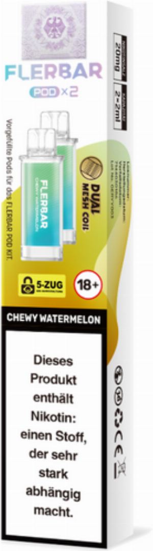 Flerbar Pod Chewy Watermelon Prefilled Pods 2x2ml 20mg