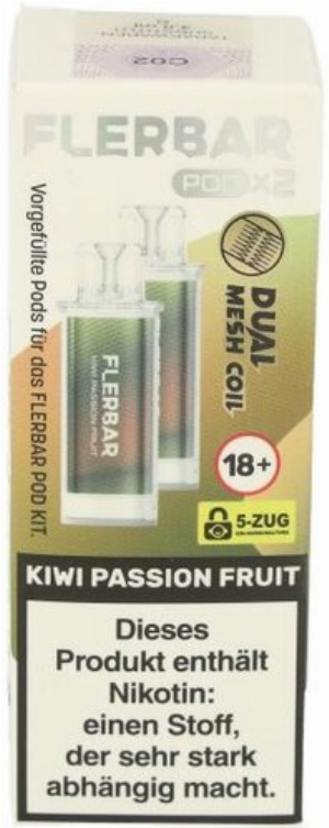 Flerbar Pod Kiwi Passion Fruit Prefilled Pods 2x2ml 20mg