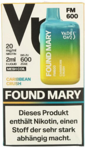 Found Mary FM600 Vapes Bars Einweg E-Zigarette Caribbean Crush 20mg