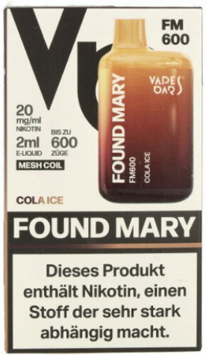 Found Mary FM600 Vapes Bars Einweg E-Zigarette Cola Ice 20mg