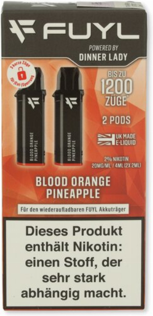 FUYL Powered by Dinner Lady Blood Orange Pineapple Prefilled Pods 2x2ml 20mg
