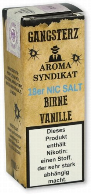 Gangsterz Birne-Vanille Nikotinsalz Liquid 10ml 18mg