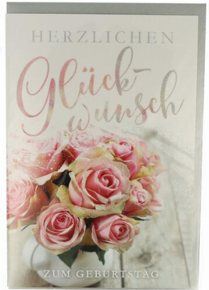 Geburtstagsgrüße Rosen Karte mit Umschlag 18 x 12cm