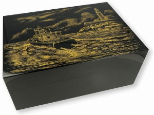 Gentili Humidor Boot Gold Schwarz