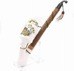 Gesteckpfeife aus Porzellan mit Jagdmotiv Rehbock Kopfform Krug 30cm