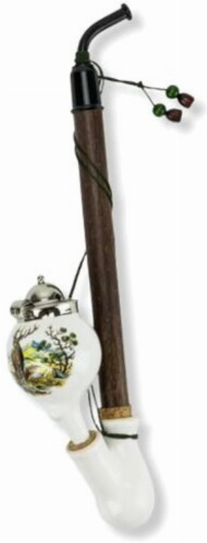 Gesteckpfeife aus Porzellan mit Jagdmotiv Rehbock Kopfform Kugel 30cm mit Kugeln