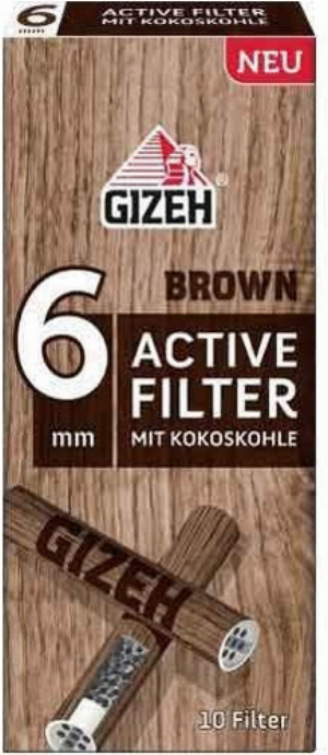Gizeh Brown Active Filter Slim 6mm Aktivkohle