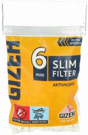 Gizeh Filter Slim 6mm Aktivkohle Zigarettenfilter 120 Stück