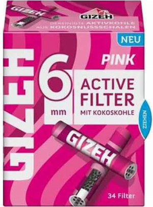 Gizeh Pink Active Filter Slim 6mm Aktivkohle