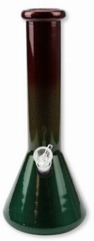 Glas Bong Carbondesign Grün/Gelb/Rot H 32,5cm