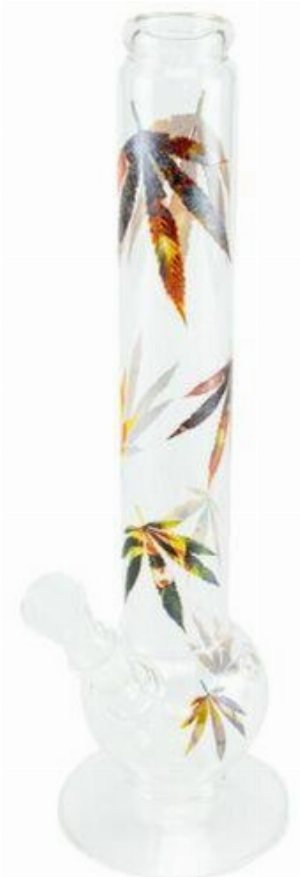 Glas Bong Multi Leaf Bunt - Transparent 38cm Gerade - Bauchig