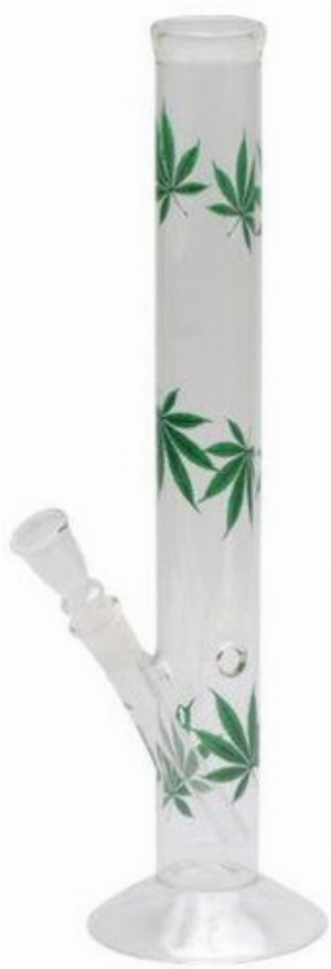 Glas Bong Multi Leaf Grün - Transparent 40cm Gerade Form