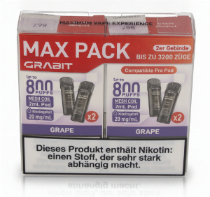 Grabit Grape Prefilled Pods 20mg Maxi Pack 4x2ml