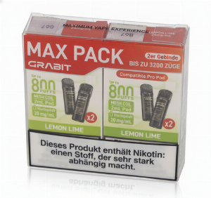 Grabit Lemon Lime Prefilled Pods 20mg Maxi Pack 4x2ml