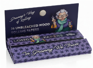 Grannys Weed Unbleached King Size Slim Longpapes mit Tips & Grinder 36 Blatt + 36 Tips