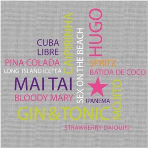 Happy hour time! Grey - Servietten 25x25 cm