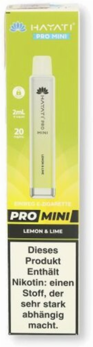 Hayati Pro Mini Einweg E-Zigarette Lemon & Lime 20mg/ml