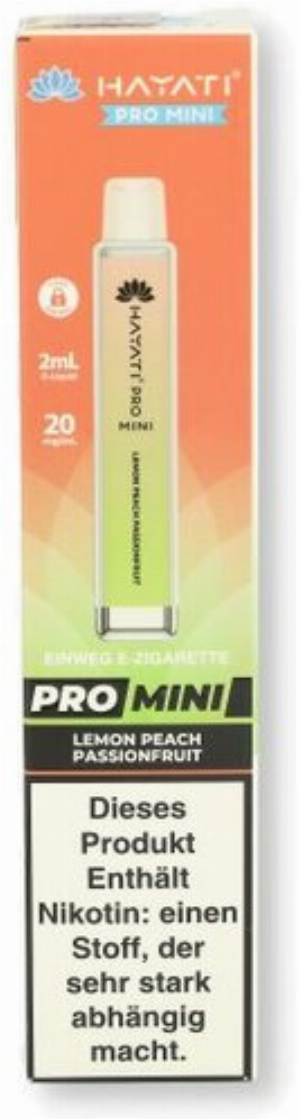 Hayati Pro Mini Einweg E-Zigarette Lemon Peach Passionfruit 20mg/ml