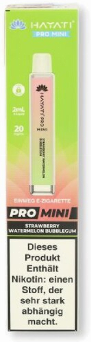 Hayati Pro Mini Einweg E-Zigarette Strawberry Watermelon Bubblegum 20mg/ml