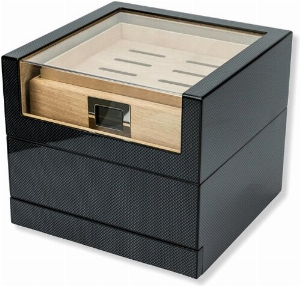 Humidor Carbon Finish mit Acryltop für ca. 50 Zigarren