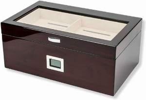 Humidor Cherry Finish mit mit Glasdeckel für ca. 75 Zigarren