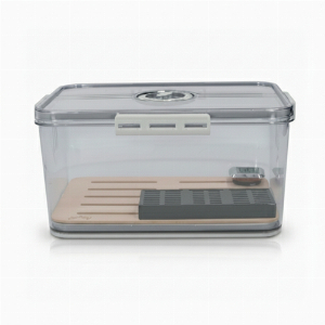 Humidor Clickbox Grau/Transparent Kunststoff inkl. Hygrometer 32x22x16cm