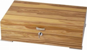 Humidor Echtholzfurnierung Apfelbaum Holz für 50 Stück Zigarren