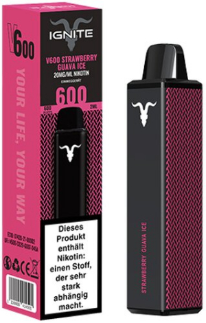 IGNITE V600 Einweg E-Zigarette Strawberry Guava Ice 20mg