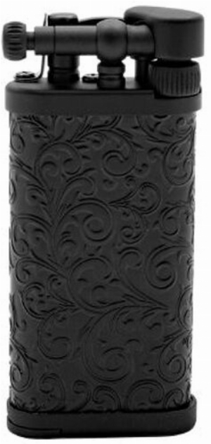 IM Corona Old Boy IC 64-9525 Pfeifenfeuerzeug Florales Ornament, Schwarz matt