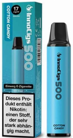 InnoCigs 500 Cotton Candy Aroma Einweg E-Shisha 17mg Nikotin