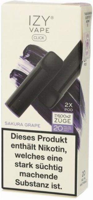IZY Vape Click 2.0 Sakura Grape Prefilled Pods 2x2ml 20mg