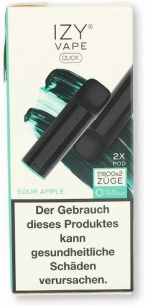 IZY Vape Click 2.0 Sour Apple Prefilled Pods 0mg 2x2ml