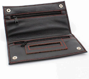 JAM Feinschnitt Tasche Kunstleder schwarz mit roter Naht