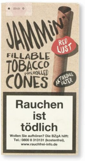 Jammin Fillable Tobacco Prerolled Cones Red Lust 2 Stück