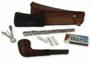 Jean Claude Pfeifen-Einsteigerset Lederoptik Braun Nr. 3 Pfeife gerade