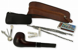 Jean Claude Pfeifen-Einsteigerset Lederoptik Braun Nr. 4 Pfeife gerade