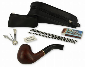 Jean Claude Pfeifen-Einsteigerset Lederoptik Schwarz Nr. 1 Pfeife gebogen