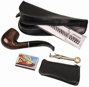 Jean Claude Pfeifen-Einsteigerset Lederoptik Schwarz Pfeife gebogen