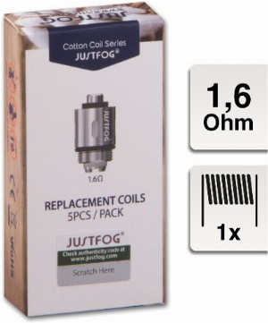 JUSTFOG Coil für Q14, Q16, 1.6 Ohm 5 Stück Verdampferkern