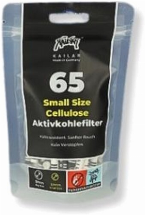 Kailar Cellulose Slim Aktivkohlefilter 5,9 mm 65 Stk. schwarz weiß