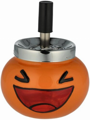 Keramik Schleuderaschenbecher Lachender Smiley Orange