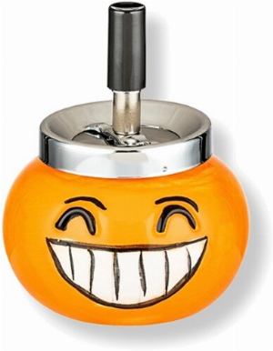 Keramik Schleuderaschenbecher Smiley grinsend Orange