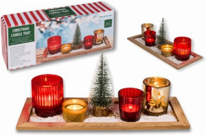 Kerzenhalterset Weihnachten mit 4 Dekogläsern