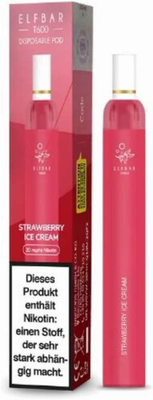 Elf Bar T600 E-Zigarette mit Filter Strawberry-Ice-Cream 20mg