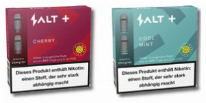 Salt Plus 3+1 Set – Akkuträger Silver mit Cherry, Cool Mint & Lush Ice Pods