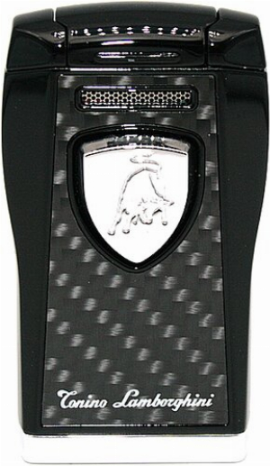 Lamborghini Agro 1er Jetflame Feuerzeug, schwarz mit Facetten