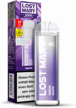 Lost Mary QM600 CP Einweg E-Zigarette Designed by Elfbar Grape 20mg