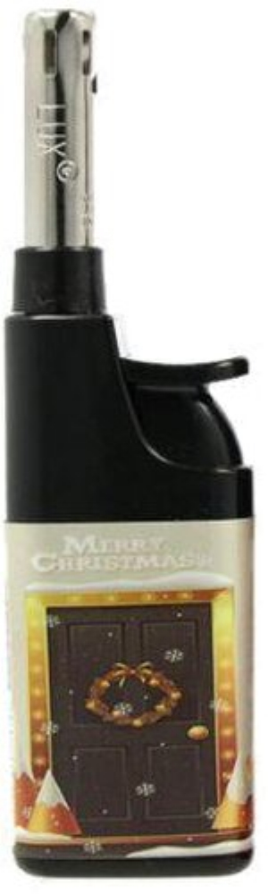Lux Mini Stabfeuerzeug Piezo Merry Christmas Tür mit Weihnachtskranz
