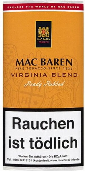 Mac Baren Pfeifentabak Virginia Blend Ready Rubbed 50g Päckchen